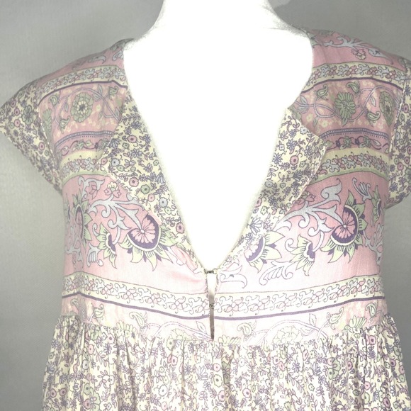 Lucky Brand Pink Floral Print Flutter Sleeve Flowy Babydoll Top Large MSRP $80 - Picture 4 of 12